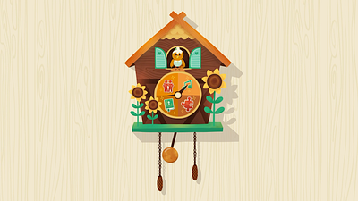 Clara's Cuckoo Clock church clock colorful cuckoo cute design illustration illustrator kidart photoshop preschool sunflower texture