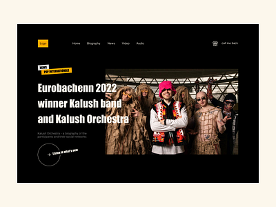 Eurobachenn 2022 winner Kalush band and Kalush Orchestra band group colors design hero hero design home page landing page minimal design music music album musical slider template theme ui ui design ui designer ux web design website