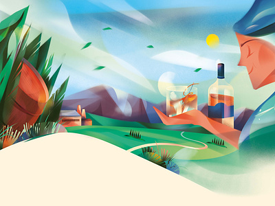 Malt Whisky digital editorial folioart gradient illustration jia-yi liu landscape texture