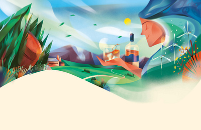 Malt Whisky digital editorial folioart gradient illustration jia yi liu landscape texture