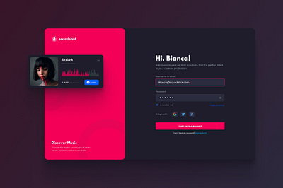 Soundshot Login Page clean ui dark theme exploration login page music app ui web design