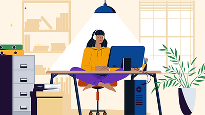 Girl working at home adobeillustrator businessillustration design graphic design illustration motion graphics vector