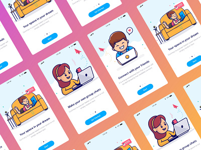 Chat Onboarding UI adobe xd adobexd animation animations app chat design homepage homepage design illustration image simple ui ui ux uxui vector website