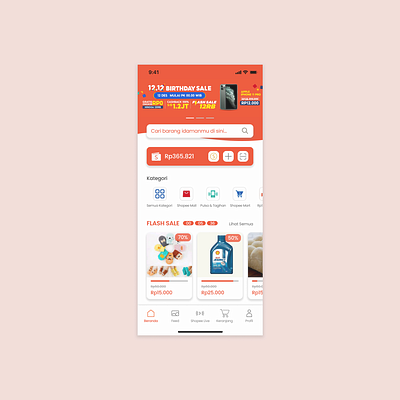 Shopee Redesign design ecommerce homescreen prototype redesign redesign concept shopee ui ux