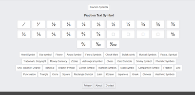 Fraction symbols cool symbol cool symbols copy and paste symbols fraction symbols textsymbols