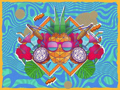 CocoLoco cartoon character design coctail exotic flyer ibiza illustration party pineapple tropical