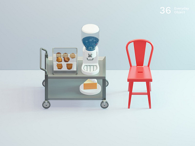 Still life 10 | Everyday object 3d afternoon tea chair colors dessert illustration minimal pink simple white