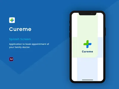 Cureme adobe xd app design appointment booking cureme ios app mobile app splashscreen ui ux