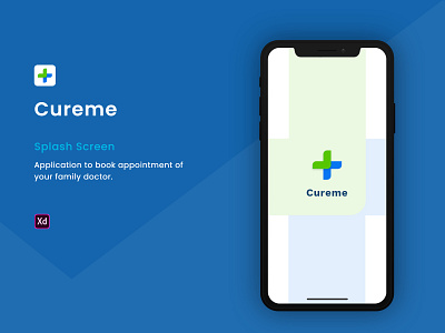 Cureme adobe xd app design appointment booking cureme ios app mobile app splashscreen ui ux