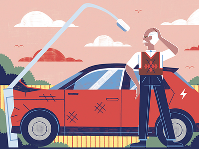 Car Insurance car character digital editorial folioart illustration michael driver