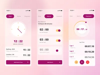 #Exploration | Simple clock App alarm app app design glassmorphism minimal ui ux