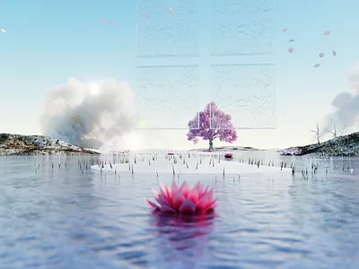 Landscapes to recharge energy ⛩ 🌳 3d 3dillustration art background design digitalart illustration landscapes paisajes relax ux