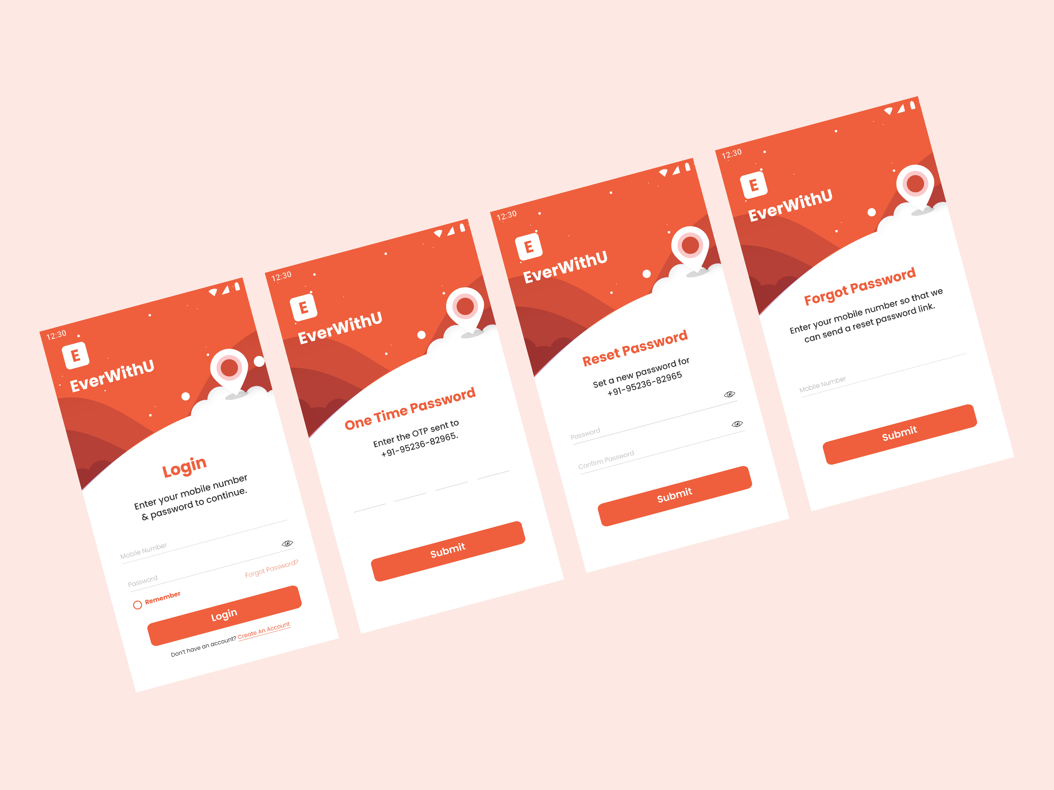 Onboarding : Login, Signup, Forgot Password adobe xd branding design graphic design illustration mobile app ui vector