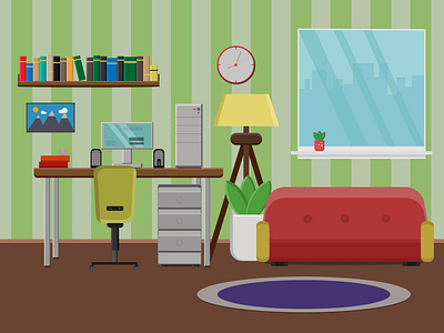 Home Office adobe illustrator corona covid19 flat design flat illustration freelance home illustraion illustration art illustrator office vector