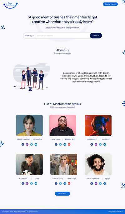 Finding Mentor landing page