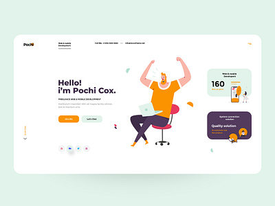 Pochi - portfolio landing page agency business clean colorful company creative design interface job landing page minimal mobile porfolio ui ui design ux ux design webdesign website design