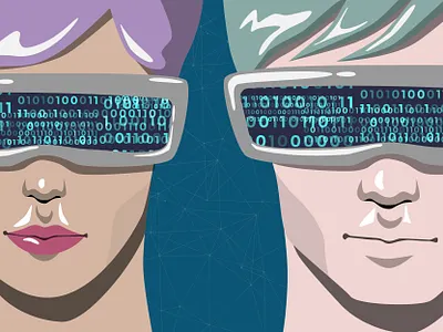 Live In Technology adobe illustrator binary code character characterdesign illustration person illustration tech technology