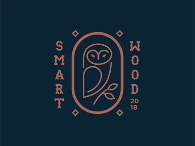 Smart Wood identity design design illustration logo owl vector wood