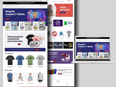 Custom Tee Brand Homepage Design company website design custom tee custom tees homepage design landing page landing page concept landing page ui t shirt company t shirt design ui design
