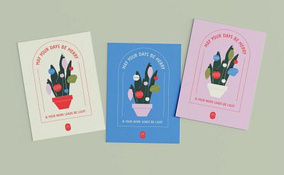 Office Holiday Cards card design illustrator office plant