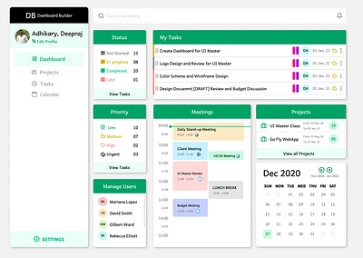 Dadhboard Builder - Project and Task Dashboard dashboard design dashboard ui project management task list task management ui web