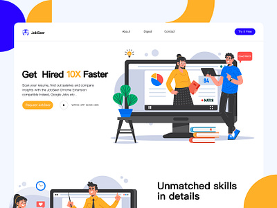 Web Redesigned About JobSeer Optional II brand hire illustration job job web design landing page design web design web ui