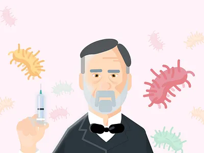 HBD Pasteur! biology flat illustration illustration science vector