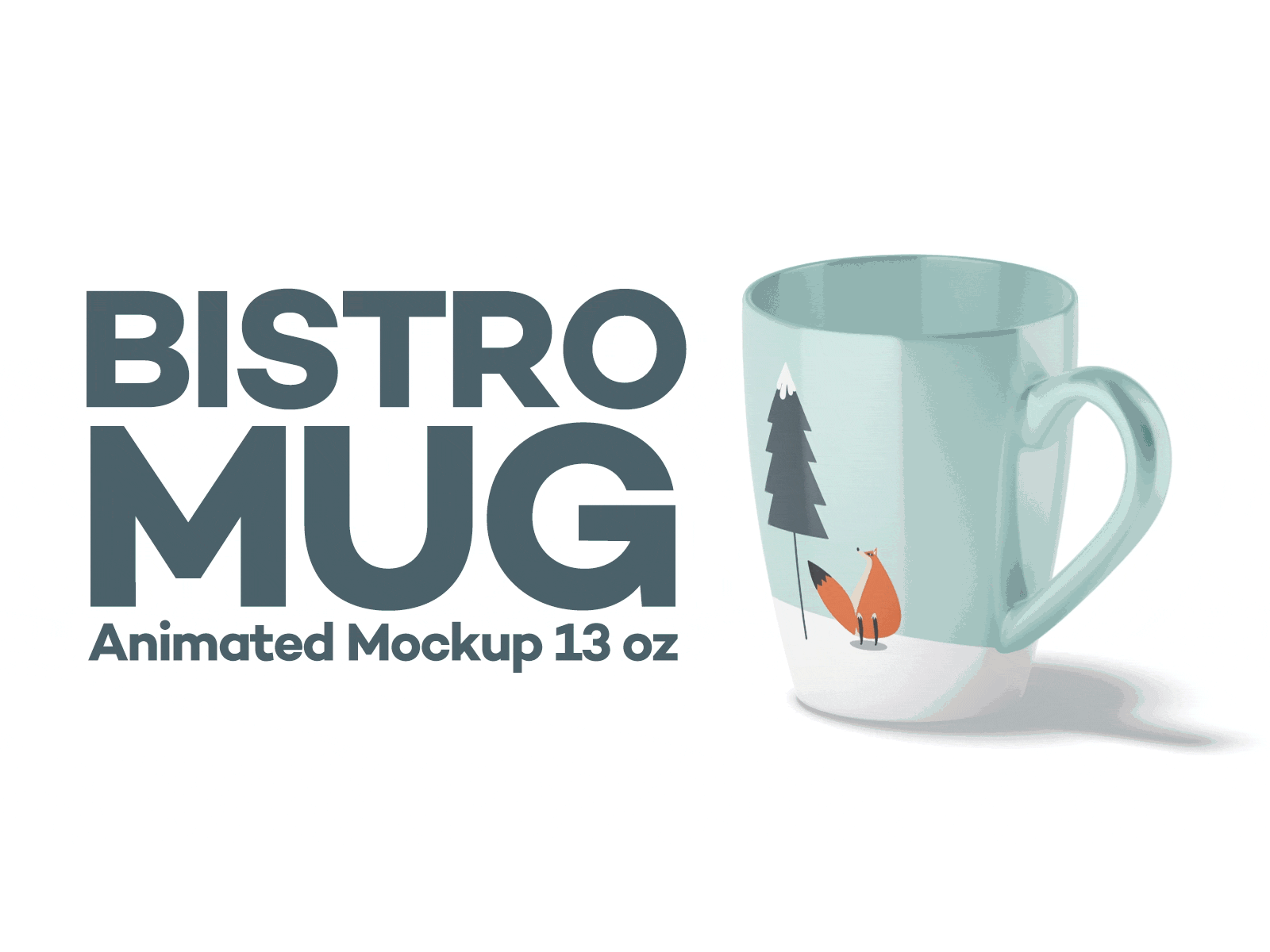 Bistro Mug Animated Mockup 13 oz 13 oz animated bistro download drink mockup porcelain psd tankard utensil