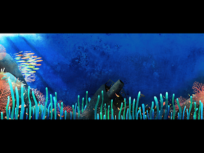 Seabed coral drawing fishes illlustration landscape nature sea seabed underwater watercolor