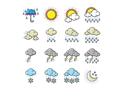 Weather icons forecast icon icon design moon rain snow sun weather weather forecast