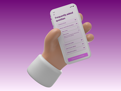 Daily UI challenge 092 3d 3d mockup adobexd daily ui dailyui design faq faqs frequently asked questions mobile app mobile app design ui ui challenge ux ux design uxdesign uxui