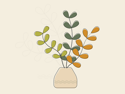 Flowers in a vase design flat flower illustration line plant vase vector