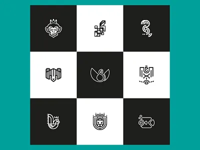 My Top Nine 2020 :) animal bear bunny eagle fish geometric geometry icon illustration line lion logo mark mexico minimal monkey rooster swan symbol toucan