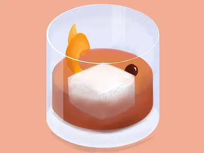 Old Fashioned Cocktail alcohol booze cocktail drink illustration old fashion procreate