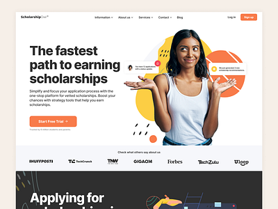 ScholarshipOwl - Landing Page & Style Guide girl homepage illustration landing popup scholarships styleguide website