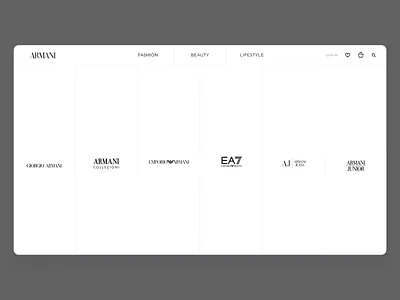 Armani.com Navigation branding clothing design ecommerce fashion grid nav navigation navigation bar navigation design shop typography ui ux web webpage website website design