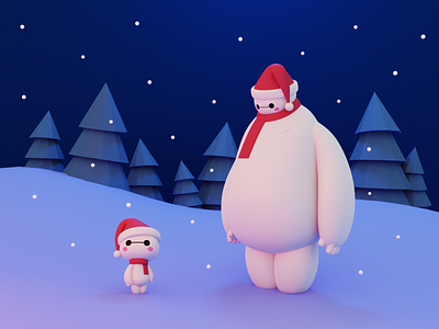 Baymax ⛄🎄🎅 3d babybaymax baymax bighero bighero6 blender blender3d character christmas cute design disney fanart illustration kawaii navidad render santaclaus snow xmas