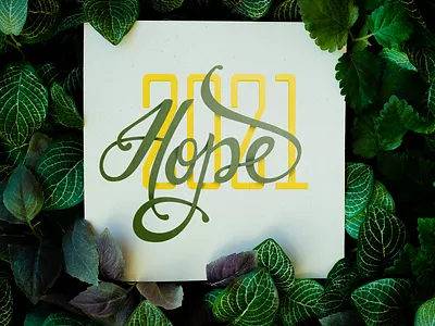 Hope for 2021 2021 green hand handletter handlettered handlettering handletters handmade hope interlaced leaf leafs letters new new year type typogaphy