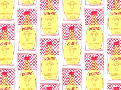 Kewpie Mayo Pattern art art licensing artwork digital painting food art food artist food illustration gouache illustration japanese food kewpie mayo painting pattern repeat pattern repeating pattern surface design