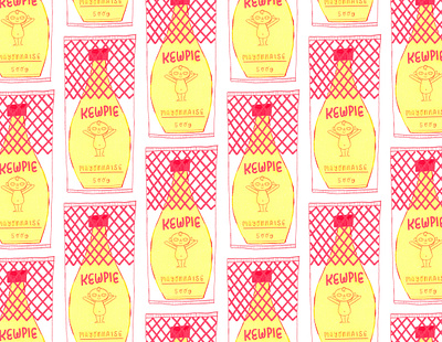 Kewpie Mayo Pattern art art licensing artwork digital painting food art food artist food illustration gouache illustration japanese food kewpie mayo painting pattern repeat pattern repeating pattern surface design