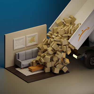 Wave of Parcels 3d blender blender 3d blender3d blender3dart illustration