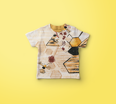 Honey bee T-shirt print bee bee illustration design floral flower flower illustration flowers flowers illustration honey bee honeybee illustraion illustration print textile textile design textile print