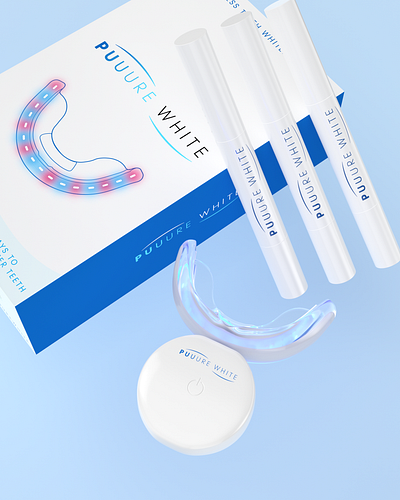 Puuure Teeth Whitening Kit 3d packaging product render