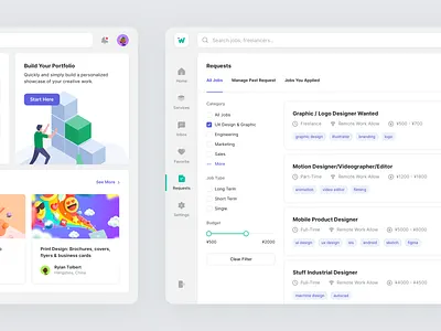 W. Requests app dashboard freelancer icons illustration ios job portal jobs portfolio services ui ux