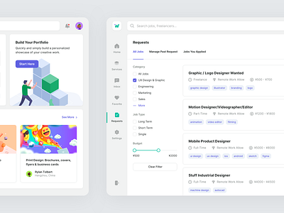 W. Requests app dashboard freelancer icons illustration ios job portal jobs portfolio services ui ux