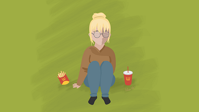 Fast Food on the Grass art artist cartoon cute design digital drawing fastfood food girl illustration people person personal ui ux vector woman