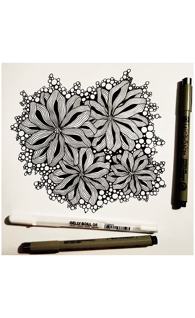 Bubble-flowers black and white doodles flowers illustration lines zentangle