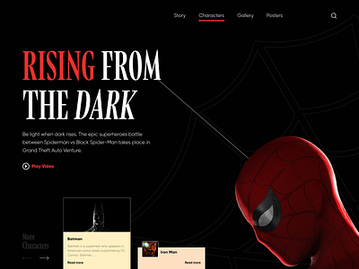 Characters Layout Exploration avengers black chennai colors dc landing page marvel minimal studio typography ui