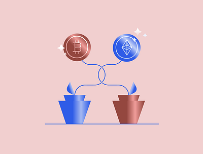 Crypto coin cryptocurrency flat gradient gradients growth money plant