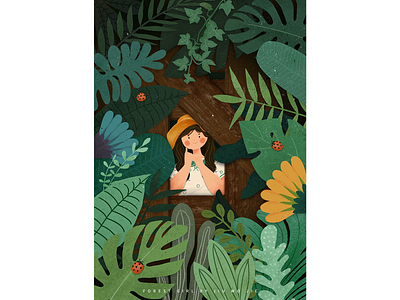 Forest girl illustration plant